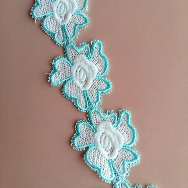 Yellow / Pink / Blue And White Floral Embroidery Lace Trim. Approx. 55mm Wide - 200317L142/43/44